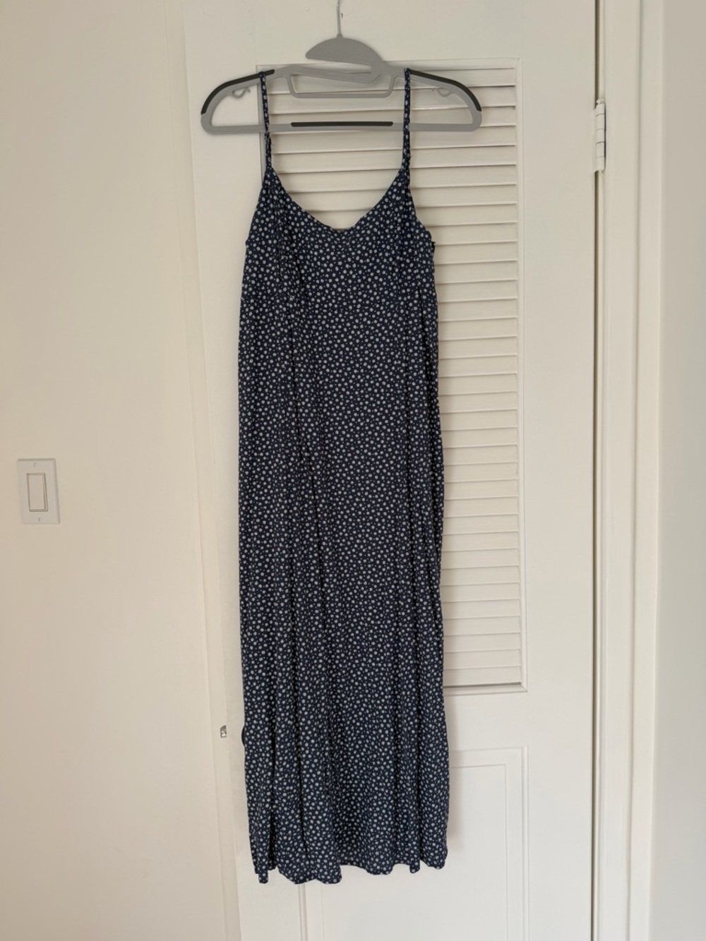 Brandy Melville Navy Blue Floral Maxi Slip Dress